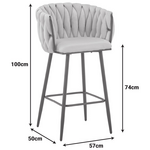 Σκαμπό Μπαρ Vivian Pakoworld Κίτρινο Βελούδο-Πόδι Μαύρο Μέταλλο 57x50x100εκ