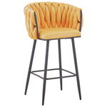 Σκαμπό Μπαρ Vivian Pakoworld Κίτρινο Βελούδο-Πόδι Μαύρο Μέταλλο 57x50x100εκ