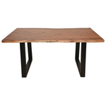 Τραπέζι Miles Pakoworld Μασίφ Ξύλο Ακακίας Πάχους 3.7-4εκ σε Καρυδί Απόχρωση με Μαύρα Μεταλλικά Πόδια 140x80x76εκ
