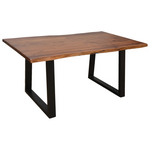 Τραπέζι Miles Pakoworld Μασίφ Ξύλο Ακακίας Πάχους 3.7-4εκ σε Καρυδί Απόχρωση με Μαύρα Μεταλλικά Πόδια 140x80x76εκ