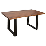 Τραπέζι Miles Pakoworld Μασίφ Ξύλο Ακακίας Πάχους 3.7-4εκ σε Καρυδί Απόχρωση με Μαύρα Μεταλλικά Πόδια 160x90x76εκ