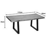 Τραπέζι Σαλονιού Miles Pakoworld Μασίφ Ξύλο Ακακίας Πάχους 3.7-4εκ σε Καρυδί Απόχρωση με Μαύρα Μεταλλικά Πόδια 115x60x45εκ