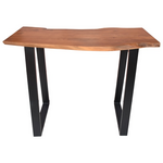 Τραπέζι Μπαρ Miles Pakoworld Μασίφ Ξύλο Ακακίας 3.7-4εκ σε Καρυδί Απόχρωση με Μαύρα Μεταλλικά Πόδια 120x53x97εκ