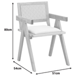 Πολυθρόνα Winslow Pakoworld Rubberwood σε Φυσική Απόχρωση-Ύφασμα Λευκό 51x54x80εκ