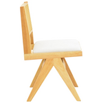Καρέκλα Winslow Pakoworld Rubberwood σε Φυσική Απόχρωση-Ύφασμα Λευκό 46x58x80εκ