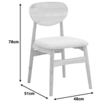 Καρέκλα Cardith Pakoworld Rubberwood-Plywood σε Φυσική Απόχρωση-Ύφασμα Γκρι-Μπεζ 48x51x78εκ