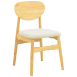 Καρέκλα Cardith Pakoworld Rubberwood-Plywood σε Φυσική Απόχρωση-Ύφασμα Γκρι-Μπεζ 48x51x78εκ