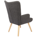 Πολυθρόνα-Μπερζέρα Gerlina Pakoworld Ανθρακί Ύφασμα με Πόδι σε Φυσική Απόχρωση 71x64x94εκ