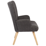 Πολυθρόνα-Μπερζέρα Gerlina Pakoworld Ανθρακί Ύφασμα με Πόδι σε Φυσική Απόχρωση 71x64x94εκ