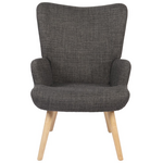 Πολυθρόνα-Μπερζέρα Gerlina Pakoworld Ανθρακί Ύφασμα με Πόδι σε Φυσική Απόχρωση 71x64x94εκ