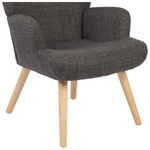 Πολυθρόνα-Μπερζέρα Gerlina Pakoworld Ανθρακί Ύφασμα με Πόδι σε Φυσική Απόχρωση 71x64x94εκ