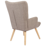 Πολυθρόνα-Μπερζέρα Gerlina Pakoworld Γκρι-Μπεζ Ύφασμα με Πόδι σε Φυσική Απόχρωση 71x64x94εκ