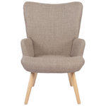 Πολυθρόνα-Μπερζέρα Gerlina Pakoworld Γκρι-Μπεζ Ύφασμα με Πόδι σε Φυσική Απόχρωση 71x64x94εκ