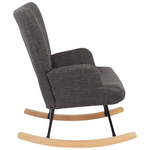 Κουνιστή Πολυθρόνα Jianna Pakoworld Ανθρακί Ύφασμα με Πόδι σε Φυσική Απόχρωση 79x64x89εκ