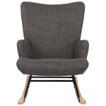 Κουνιστή Πολυθρόνα Jianna Pakoworld Ανθρακί Ύφασμα με Πόδι σε Φυσική Απόχρωση 79x64x89εκ