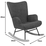 Κουνιστή Πολυθρόνα Jianna Pakoworld Ανθρακί Ύφασμα με Πόδι σε Φυσική Απόχρωση 79x64x89εκ