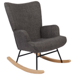 Κουνιστή Πολυθρόνα Jianna Pakoworld Ανθρακί Ύφασμα με Πόδι σε Φυσική Απόχρωση 79x64x89εκ