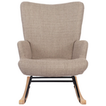 Κουνιστή Πολυθρόνα Jianna Pakoworld Γκρι-Μπεζ Ύφασμα με Πόδι σε Φυσική Απόχρωση 79x64x89εκ