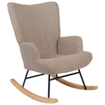 Κουνιστή Πολυθρόνα Jianna Pakoworld Γκρι-Μπεζ Ύφασμα με Πόδι σε Φυσική Απόχρωση 79x64x89εκ