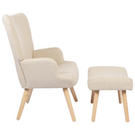 Πολυθρόνα-Μπερζέρα με Υποπόδιο Gerlina Pakoworld Κρεμ Ύφασμα με Πόδι σε Φυσική Απόχρωση 71x64x94εκ