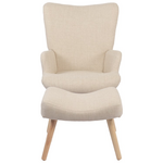 Πολυθρόνα-Μπερζέρα με Υποπόδιο Gerlina Pakoworld Κρεμ Ύφασμα με Πόδι σε Φυσική Απόχρωση 71x64x94εκ