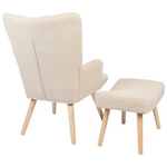 Πολυθρόνα-Μπερζέρα με Υποπόδιο Gerlina Pakoworld Κρεμ Ύφασμα με Πόδι σε Φυσική Απόχρωση 71x64x94εκ