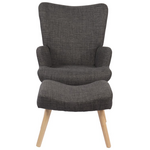 Πολυθρόνα-Μπερζέρα με Υποπόδιο Gerlina Pakoworld Ανθρακί Ύφασμα με Πόδι σε Φυσική Απόχρωση 71x64x94εκ