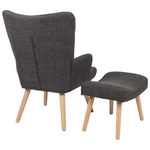 Πολυθρόνα-Μπερζέρα με Υποπόδιο Gerlina Pakoworld Ανθρακί Ύφασμα με Πόδι σε Φυσική Απόχρωση 71x64x94εκ