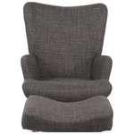 Πολυθρόνα-Μπερζέρα με Υποπόδιο Gerlina Pakoworld Ανθρακί Ύφασμα με Πόδι σε Φυσική Απόχρωση 71x64x94εκ