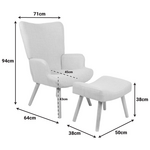 Πολυθρόνα-Μπερζέρα με Υποπόδιο Gerlina Pakoworld Ανθρακί Ύφασμα με Πόδι σε Φυσική Απόχρωση 71x64x94εκ