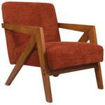 Πολυθρόνα Garifa Pakoworld Terracotta Ύφασμα με Πόδι σε Καρυδί Απόχρωση 79x75x75εκ