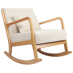 Κουνιστή Πολυθρόνα Edeldy Pakoworld Κρεμ Ύφασμα με Πόδι σε Φυσική Απόχρωση 102x66x99εκ