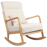 Κουνιστή Πολυθρόνα Edeldy Pakoworld Κρεμ Ύφασμα με Πόδι σε Φυσική Απόχρωση 102x66x99εκ