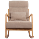 Κουνιστή Πολυθρόνα Edeldy Pakoworld Γκρι-Μπεζ Ύφασμα με Πόδι σε Φυσική Απόχρωση 102x66x99εκ