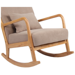 Κουνιστή Πολυθρόνα Edeldy Pakoworld Γκρι-Μπεζ Ύφασμα με Πόδι σε Φυσική Απόχρωση 102x66x99εκ