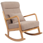 Κουνιστή Πολυθρόνα Edeldy Pakoworld Γκρι-Μπεζ Ύφασμα με Πόδι σε Φυσική Απόχρωση 102x66x99εκ