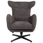 Πολυθρόνα Zefrina Pakoworld Περιστρεφόμενη Ανθρακί Ύφασμα με Βάση σε Μαύρη Απόχρωση 82x77x99εκ