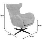 Πολυθρόνα Zefrina Pakoworld Περιστρεφόμενη Ανθρακί Ύφασμα με Βάση σε Μαύρη Απόχρωση 82x77x99εκ