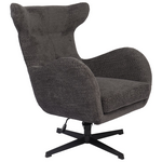 Πολυθρόνα Zefrina Pakoworld Περιστρεφόμενη Ανθρακί Ύφασμα με Βάση σε Μαύρη Απόχρωση 82x77x99εκ