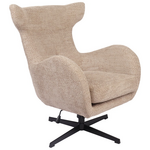 Πολυθρόνα Zefrina Pakoworld Περιστρεφόμενη Μπεζ Ύφασμα με Βάση σε Μαύρη Απόχρωση 82x77x99εκ