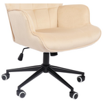 Πολυθρόνα-Μπερζέρα Lobima Pakoworld Περιστρεφόμενη Κρεμ Βελούδο με Βάση σε Μαύρη Απόχρωση 71x68x104εκ