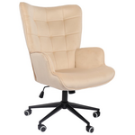 Πολυθρόνα-Μπερζέρα Lobima Pakoworld Περιστρεφόμενη Κρεμ Βελούδο με Βάση σε Μαύρη Απόχρωση 71x68x104εκ