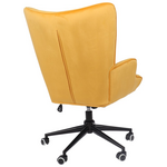 Πολυθρόνα-Μπερζέρα Lobima Pakoworld Περιστρεφόμενη Κίτρινο Βελούδο με Βάση σε Μαύρη Απόχρωση 71x68x104εκ