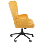 Πολυθρόνα-Μπερζέρα Lobima Pakoworld Περιστρεφόμενη Κίτρινο Βελούδο με Βάση σε Μαύρη Απόχρωση 71x68x104εκ