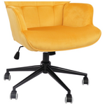 Πολυθρόνα-Μπερζέρα Lobima Pakoworld Περιστρεφόμενη Κίτρινο Βελούδο με Βάση σε Μαύρη Απόχρωση 71x68x104εκ