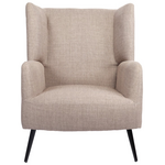 Πολυθρόνα Mareta Pakoworld Γκρι-Μπεζ Ύφασμα με Πόδι σε Μαύρη Απόχρωση 83x80x99εκ