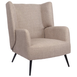 Πολυθρόνα Mareta Pakoworld Γκρι-Μπεζ Ύφασμα με Πόδι σε Μαύρη Απόχρωση 83x80x99εκ