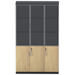 Ντουλάπα Γραφείου με Γυάλινες Πόρτες Lotus Pakoworld Χρώμα Φυσικό - Ανθρακί 120x40x200εκ