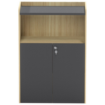 Ντουλάπι Γραφείου Χαμηλό Lotus Pakoworld σε Φυσική-Ανθρακί Απόχρωση 80x40x120εκ