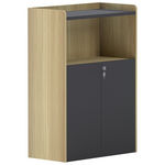 Ντουλάπι Γραφείου Χαμηλό Lotus Pakoworld σε Φυσική-Ανθρακί Απόχρωση 80x40x120εκ